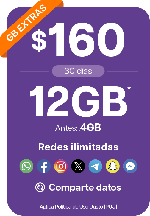 paquete 160 pesos 16gb